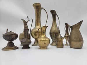 7 Vintage 4 to 12 Brass Carafes Collection