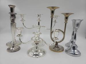 7 Vintage and Antique Silver Candle Holders 2 Sterling Silver