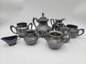 8 piece Antique Silverplate Decorative Combination