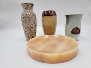 Vintage 5 to 8 Ceramic Vases and 7 12 Marble Bowl