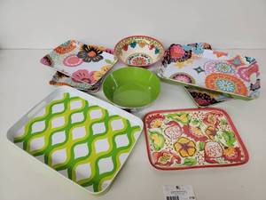 8 Large Melamine Serving Bowls and Serving Plates