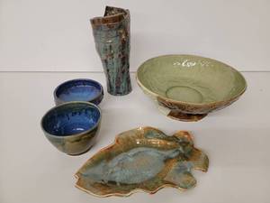 Local Artist Handmade Pottery Vase - Bowls - Fruit Bowl - Fish Dish