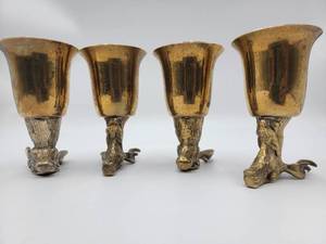 The Hunters Cups - 4 Brass Deer Head Cups - Beautifully Detailed