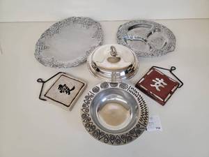 Serving Platters - Beautiful Silver Plated Serving Bowl and Wall Accent