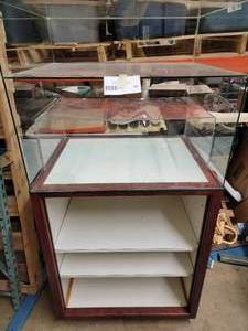 Professional Wood , Glass, and formica Retail Display Case 59.75 in Height  Glass 29 x 23 x 24  Base 39 x 30 x 24