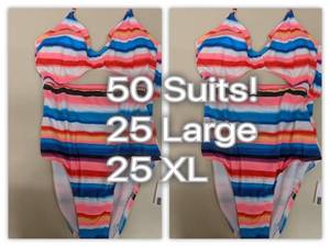 50 Clean Water One-Piece Womens Bathing Suits- 25 Large , 25 Xtra Large NEW