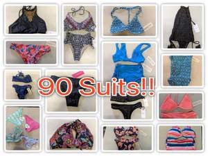 90 Assorted Womens Bathing SuitsNEW With Tags  Tori Praver, Clean Blue, Cleobella Turquise, Sugar Coast, Xhilaration, & Mossimo