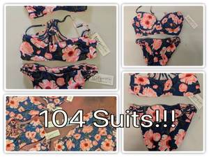 104 Assorted Tori Praver Indigo Blue Womens Bathing Suits, Two-Piece, One-Piece XS-XL NEW With Tags
