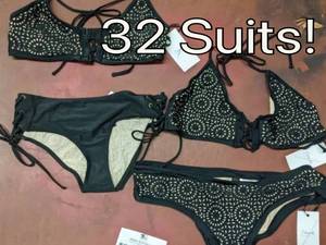 32 Cleobella Jet Black Bikini Tops & Bottoms NEW With Tags S-XL