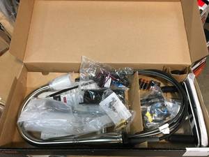 lot 14 image: Delta Charmaine Single-Handle Pull-Down Sprayer Kitchen Faucet with Touch2O and Shield Spray Technologies in Stainless open box see pictures
