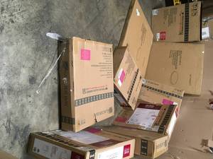 lot 19 image: Pallet with assorted cabinets and furniture see pictures