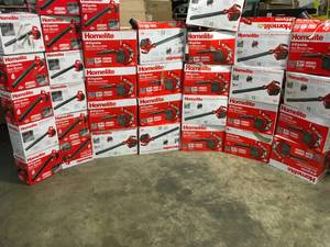 lot 1 image: Pallet with assorted Homelite Gas Blowers tools see pictures