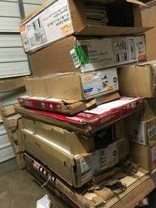 lot 6 image: Pallet with assorted HDX Storage Shelves open boxes see pictures