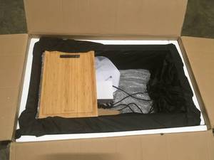 lot 29 image: Glacier Bay All-in-One Apron-Front Farmhouse Stainless Steel 36 in. Single Bowl Workstation Sink with Accessory Kit not used