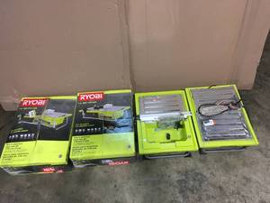 lot 47 image: Lot of 4 Ryobi Table Tile cutters various conditions see pictures