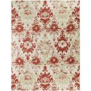lot 75 image: Ikat RedCream 5 ft. x 7 ft. Distre...