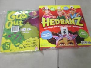 lot 104 image: Gas Out, HedBanz Games...