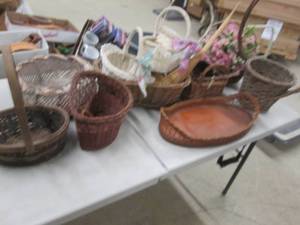 lot 233 image: Large Lot of Assorted Woven Baskets...
