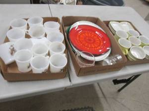 lot 240 image: 3 Flats Assorted Cups, Platters etc...