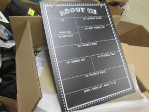 lot 275 image: Case of 15- About Me Chalk Boards...