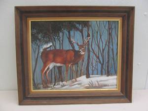 Oil canvas deer picture