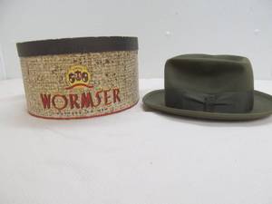 vintage wormser hatbox, hat
