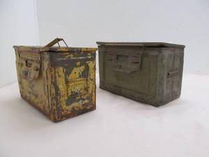 Vintage metal ammo boxes