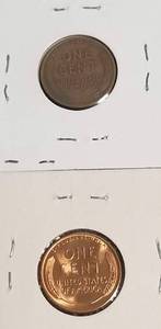 2 WHEAT CENTS 1924-D 1954-S BU RED