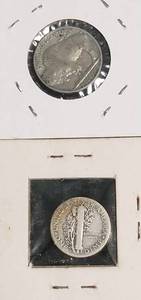 2 COINS 1937-D MERCURY DIME 1937 BUFFALO NICKEL
