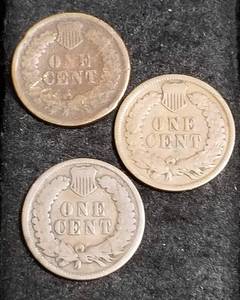 3 INDIAN HEAD CENTS 1864 1881 1899