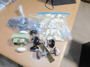 lot 91 image: Antique Door Handles  Knobs  Casters