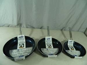 3 New Blue Sapphire Ceramic Coated Pans