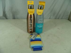 2 New Metal Water Bottles and New Slim Koozie