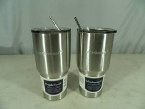 2 New 30oz Stainless Steel Tumbler with Metal Straws