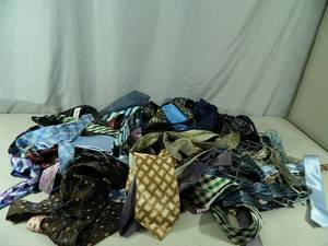 Large Assortment of Mens Ties and Tie Hanger