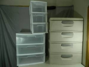 3 Sets of Plastic Storage Drawers