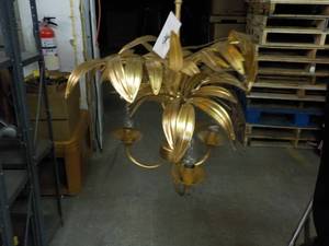 lot 156 image: Pottery Barn Gold Palm Chandelier ...