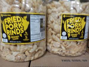 lot 234 image: 2 - 16 oz Tubs Fried Pork Rinds...