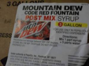lot 285 image: 3 -3 Gallon Mountain Dew Code Red F...
