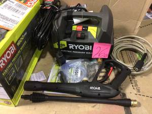 lot 26 image: 1,600 PSI 1.2 GPM Electric Pressure Washer by RYOBI in good condition 