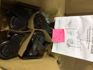 lot 28 image: Heavy Duty Welded 156 in. W x 81 in. H x 24 in. D Steel Garage Cabinet Set in Black (7-Piece) by Husky in good condition 