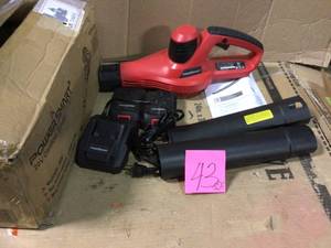 lot 43 image: 117 MPH 85 CFM 20-Volt Lithium-Ion Cordless Handheld Blower, 1.5Ah Battery and Charger Included by PowerSmart in good condition 