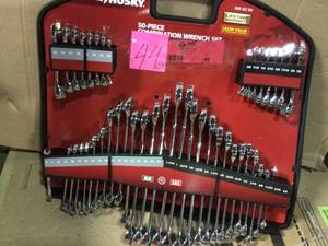 lot 44 image: SAEmm Combination Wrench Set (50-Piece) by Husky in good condition 