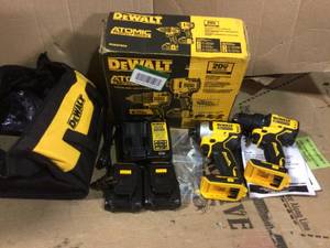 lot 81 image: ATOMIC 20-Volt MAX Cordless Brushless Compact DrillImpact Combo Kit (2-Tool) with (2) 1.3Ah Batteries & Charger by DEWALT in good condition 