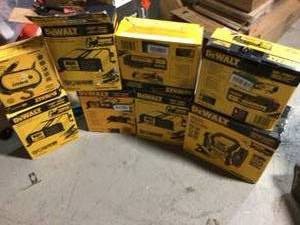 lot 101 image: Lot with Assorted whit Dewalt Tools Original costumer returns various Styles and Conditions