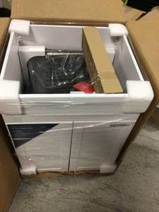 lot 105 image: All-in-One 24.125 in. x 21.375 in. x 35 in. Stainless Steel Laundry Sink with Faucet and Storage Cabinet by Glacier Bay