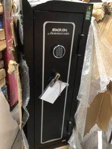 lot 111 image: 18-Gun Fire Rated Safe with Electronic Lock and Door Storage, Black by Armorguard not used