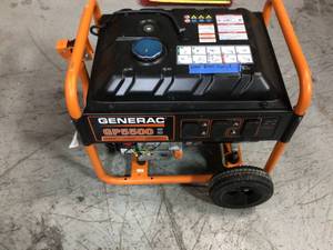 lot 114 image: GENERAC 5939 GP5500 5500 WATTS GAS POWERED PORTABLE GENERATOR in good conditions