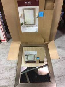 24 in. W x 35 in. H Framed Rectangular Anti-Fog Bathroom Vanity Mirror in Silver in good condition&nbsp