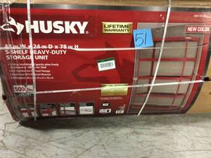 Red 5-Tier Heavy Duty Steel Garage Storage Shelving (48 in. W x 78 in. H x 24 in. D) by Husky in good condition&nbsp